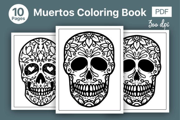 Sugar Skulls Coloring Book| Muertos Page