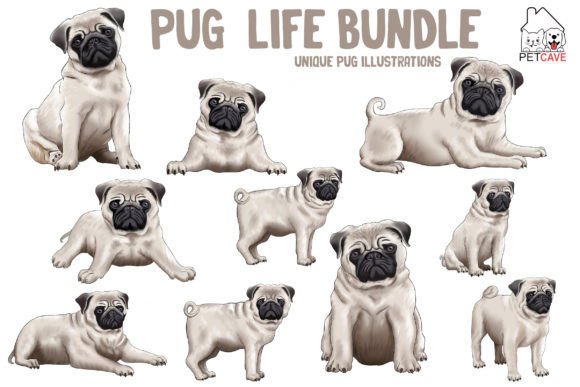 Pug life bundle SVG designs for tumbler vinyl keychains and single-color Cricut cuts