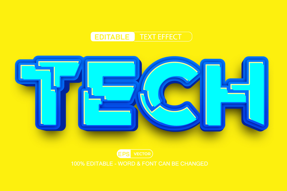 Tech 3d Editable Text Effect Vector Graphic by TrueVector · Creative ...