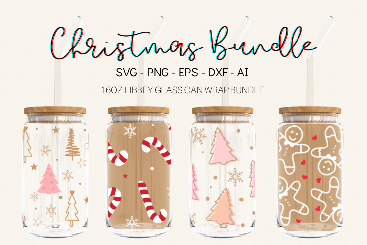 Christmas Libbey Can Glass Svg Bundle
