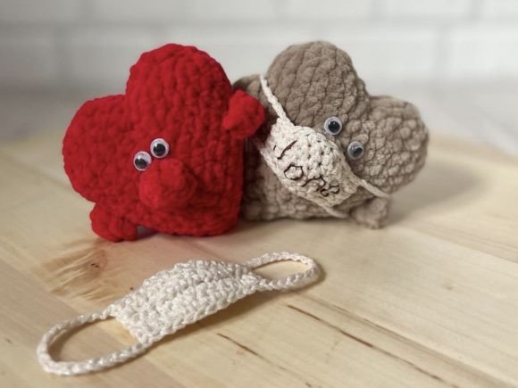 Crochet Plush Heart in Mask Pattern PDF