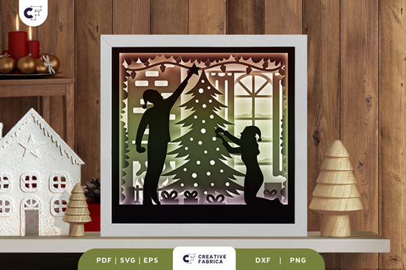 Decorating Christmas Tree 3D Paper Cut · Creative Fabrica