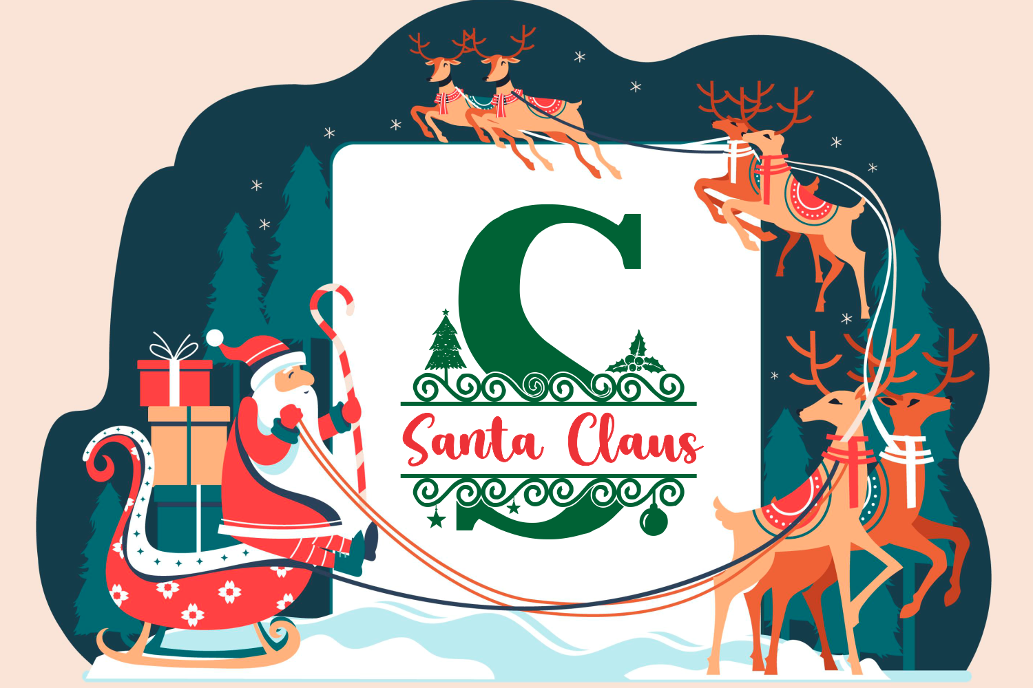 Happy Christmas Monogram Font - photo 4