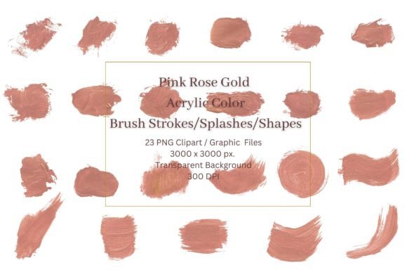 PINK ROSE GOLD BRUSH STROKES SHAPES PNG
