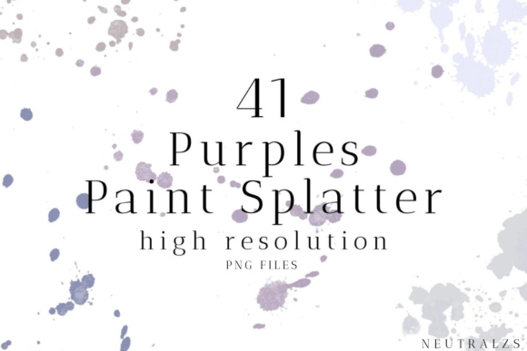 Purple Paint Splashes Clipart Bundle