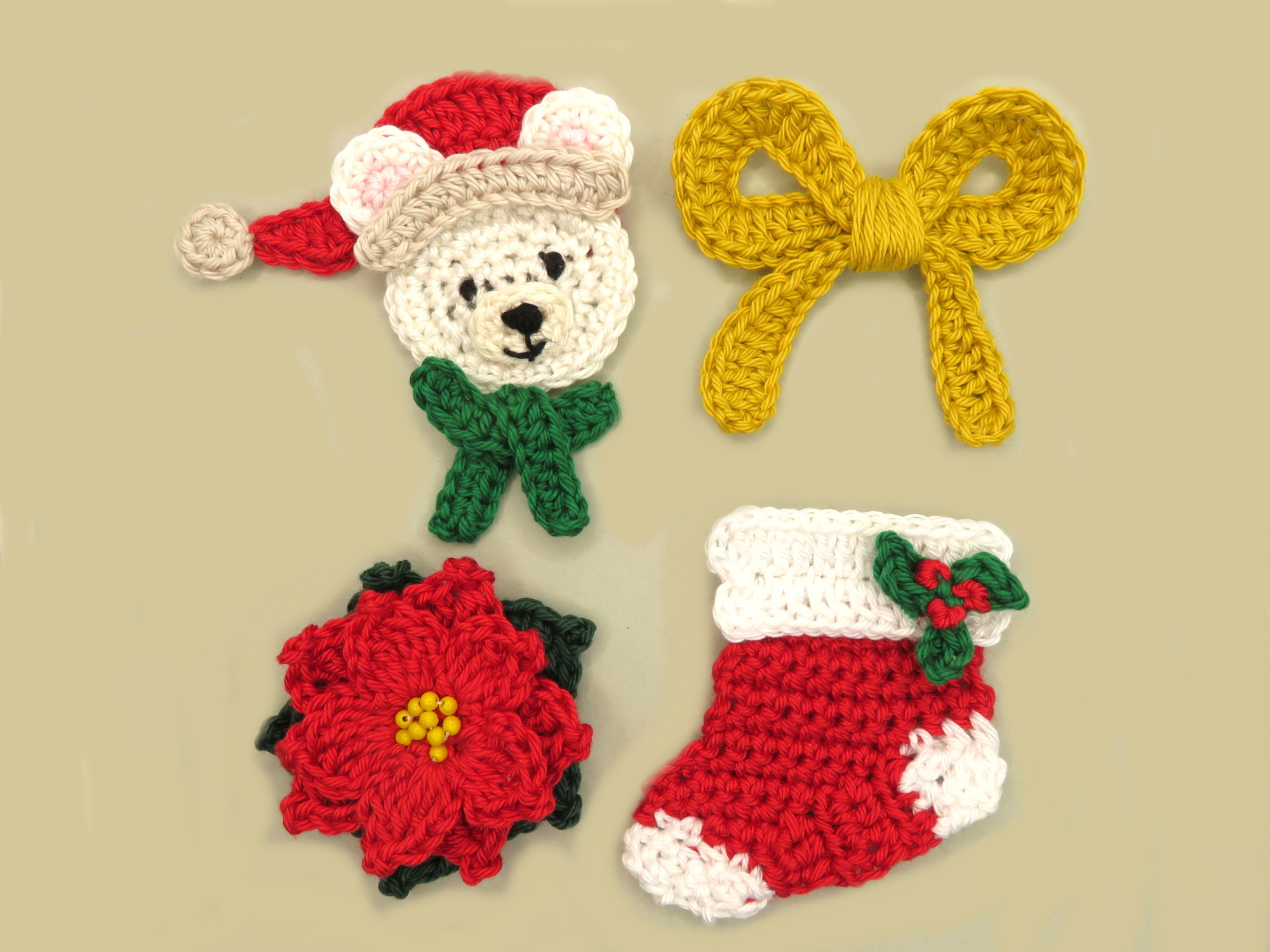 Christmas Set 4 Crochet Applique Pattern