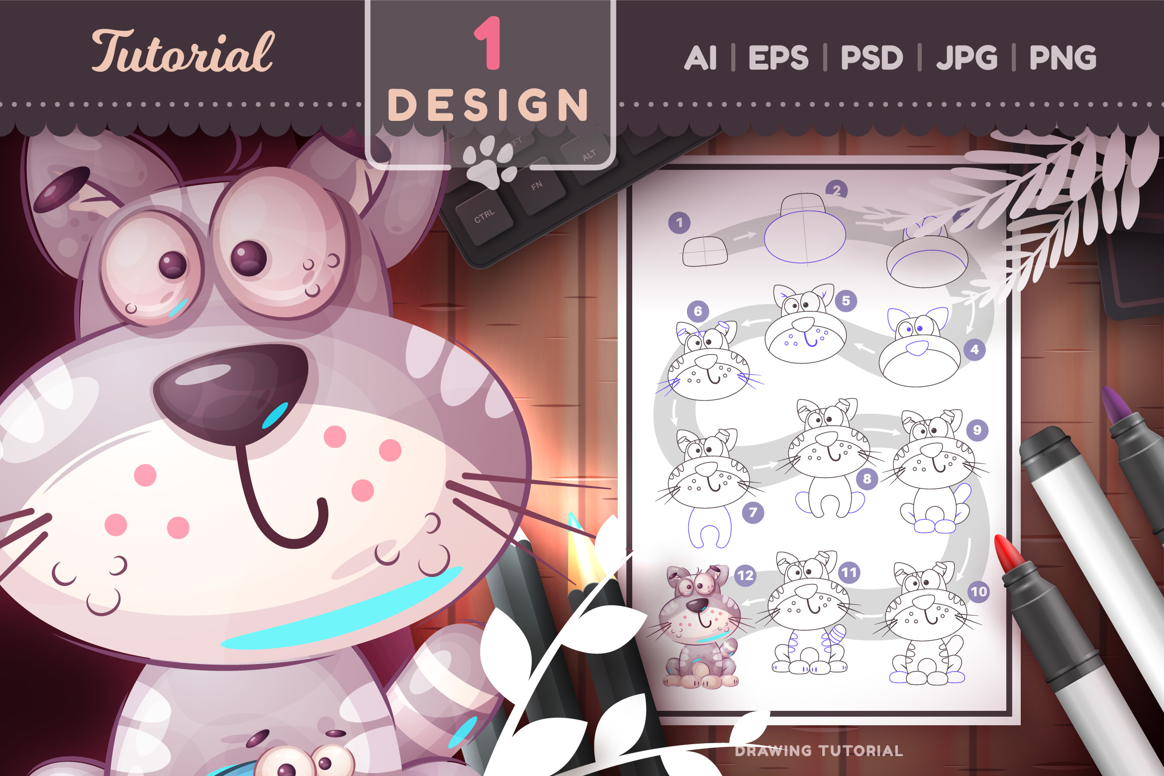 Drawing Tutorial Cat | Step by Step