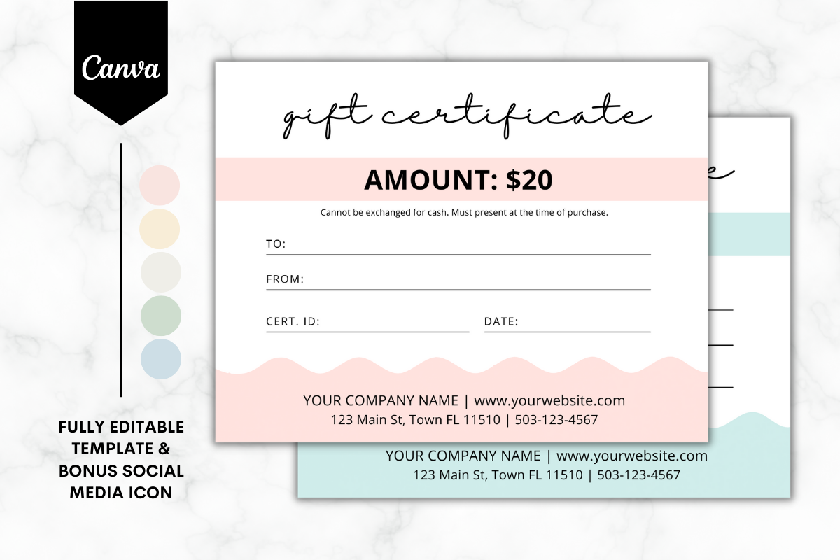 Gift Certificate Canva Template 1