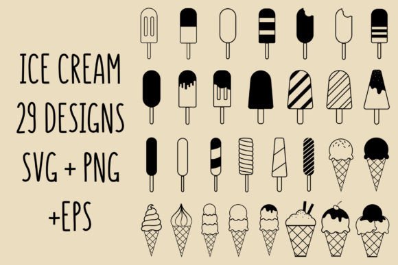 Ice Cream Svg Bundle Outline Clipart Graphic by svgxoxo · Creative Fabrica
