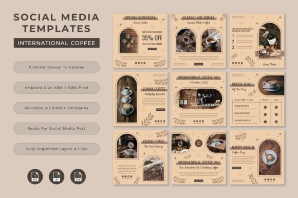 Preview of International Coffee Day Social Media coffee shop social media template