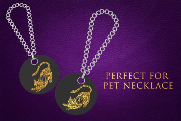 Relaxed Cat Mandala Monogram Font PNG with transparent background - Preview 1