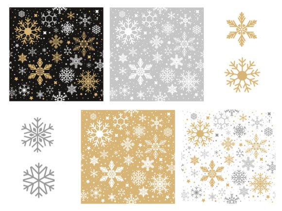 Set of Snowflakes Seamless Pattern