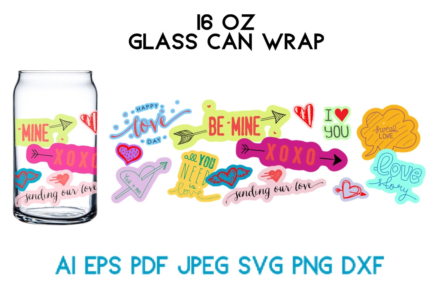 16 Oz Valentines Day Love Pattern Svg Graphic by Ольга Лабутина ...