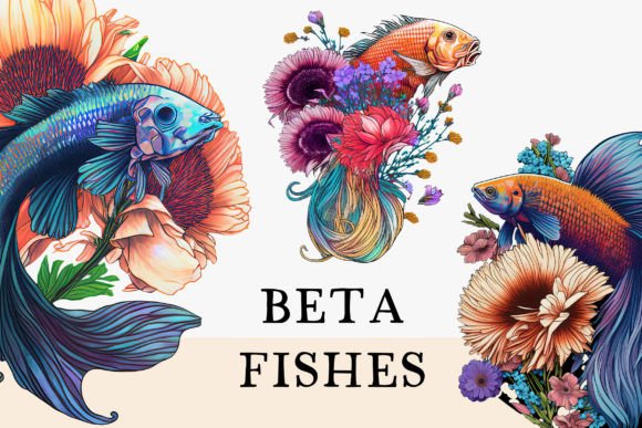 Beta Fishes Watercolor Elements Graphic Illustrations By AnaKaoni