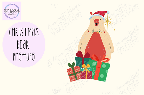 Christmas Yellow Bear Png Animal Png Jpg Graphic Illustrations By NUTTEEGA