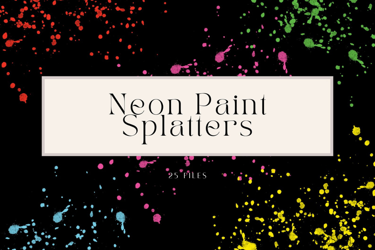 Neon Paint Splatter Clipart