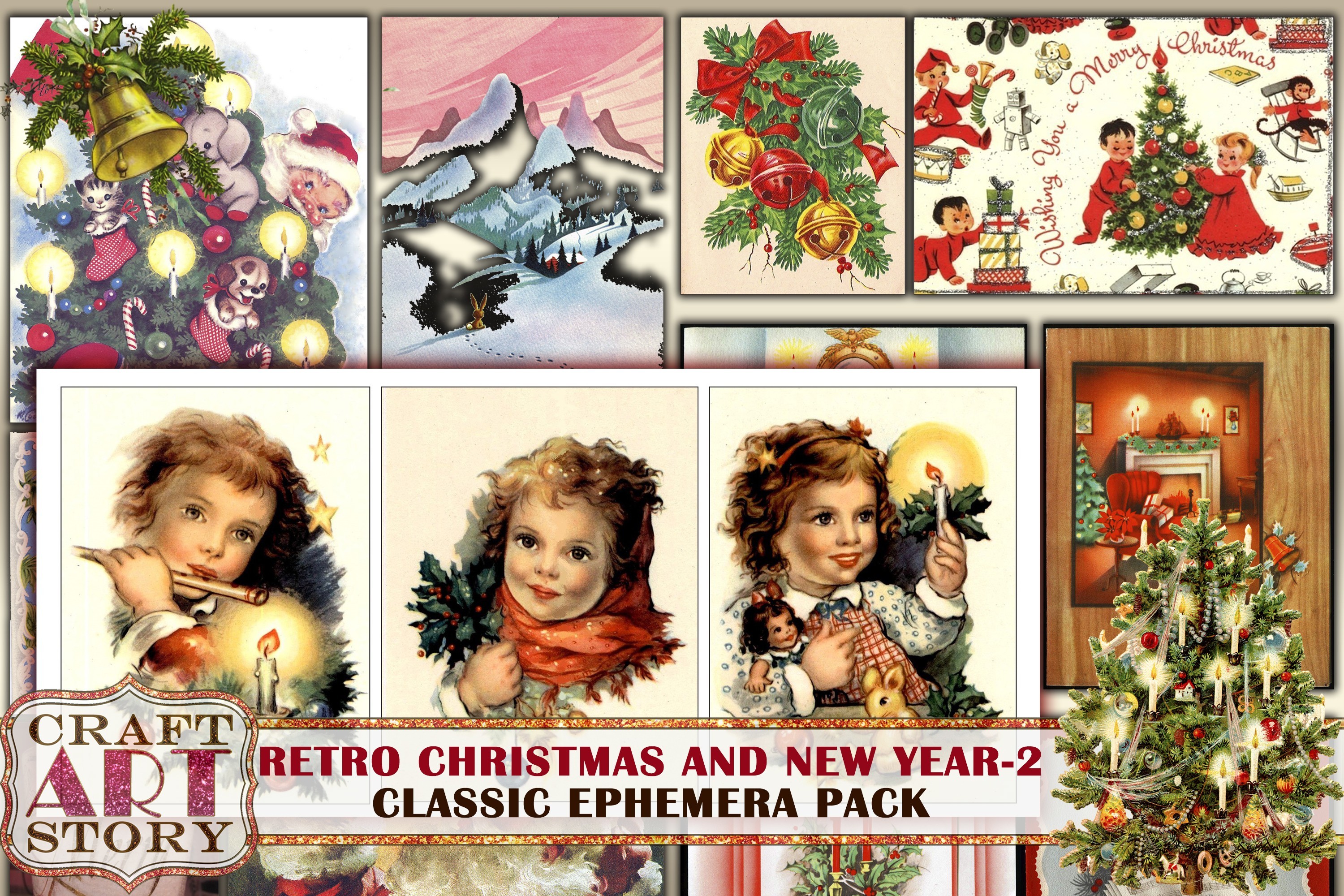 Retro Christmas Ephemera Pack-2,1950s