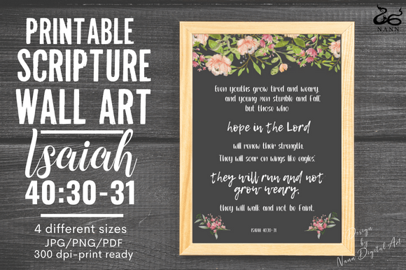 Scripture Wall Art/Cards Isaiah 40:30-31