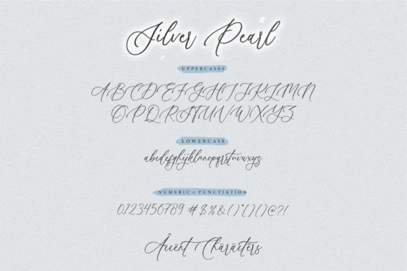 Silver Pearl Font PNG with transparent background - Preview 6