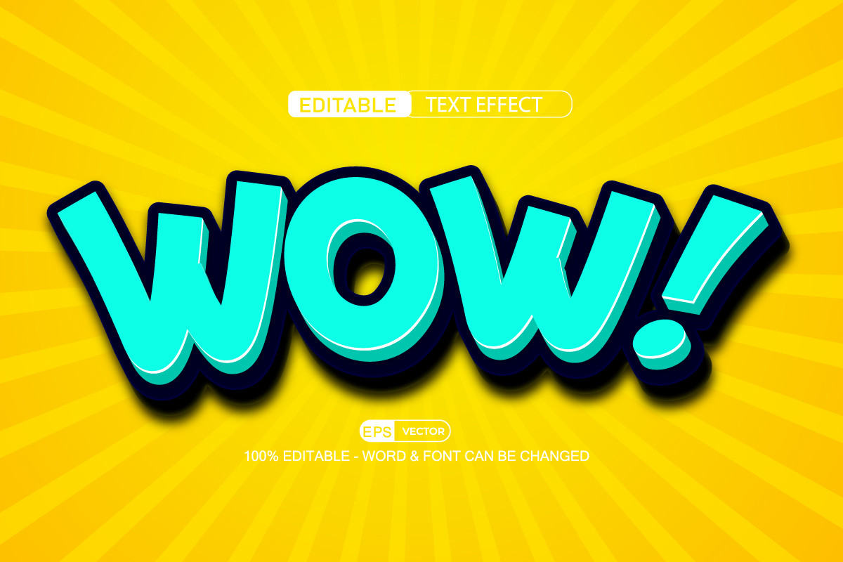 Wow 3d Editable Text Effect Vector Graphic by TrueVector · Creative Fabrica