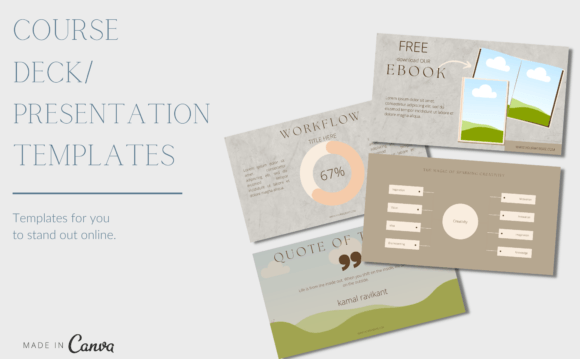 70-page Canva course webinar and slide deck template
