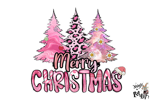 Merry Christmas Pink Sublimation Grafik Von Magic Rabbit · Creative Fabrica