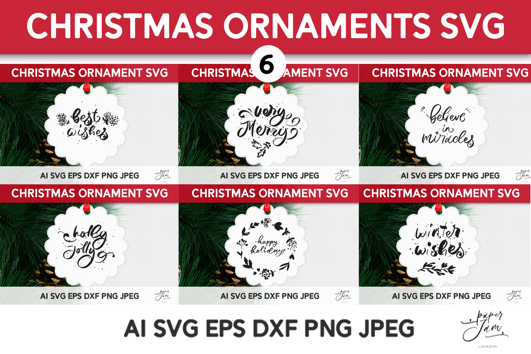 Christmas Ornaments Svg Bundle Graphic by Paperjamlab · Creative Fabrica