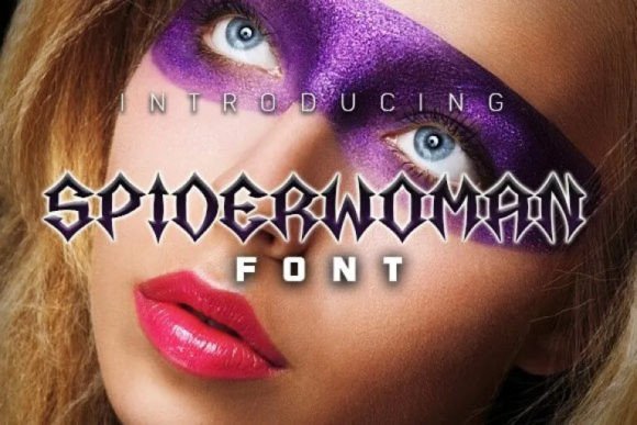 Preview specimen of Spiderwoman blackletter font