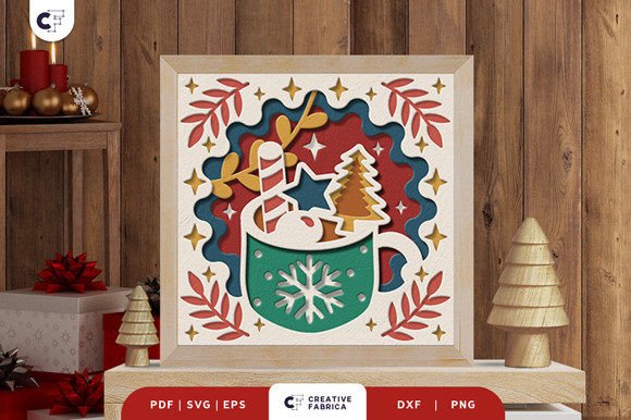 Christmas Hot Drink 3D Layered Paper Cut Christmas 3D SVG Craft By Creative Fabrica Crafts