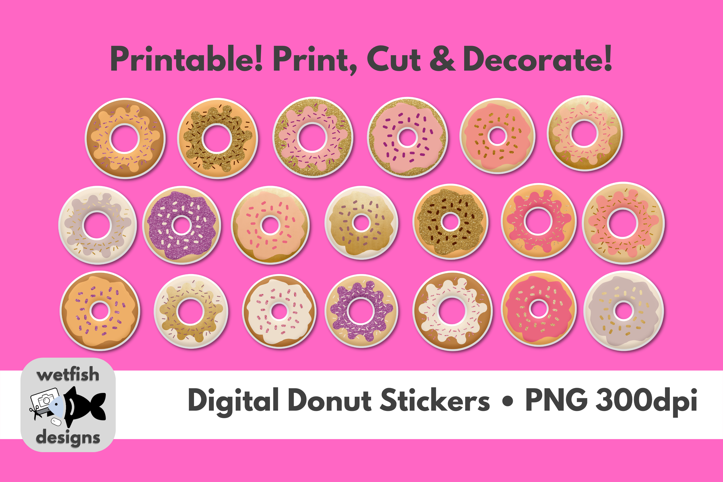 Digital Donut Stickers Graphic by Wetfish Designs · Creative Fabrica