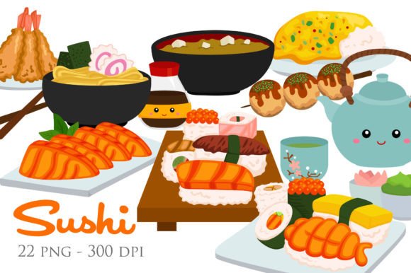 Japanese Sushi Food Illustration Vector