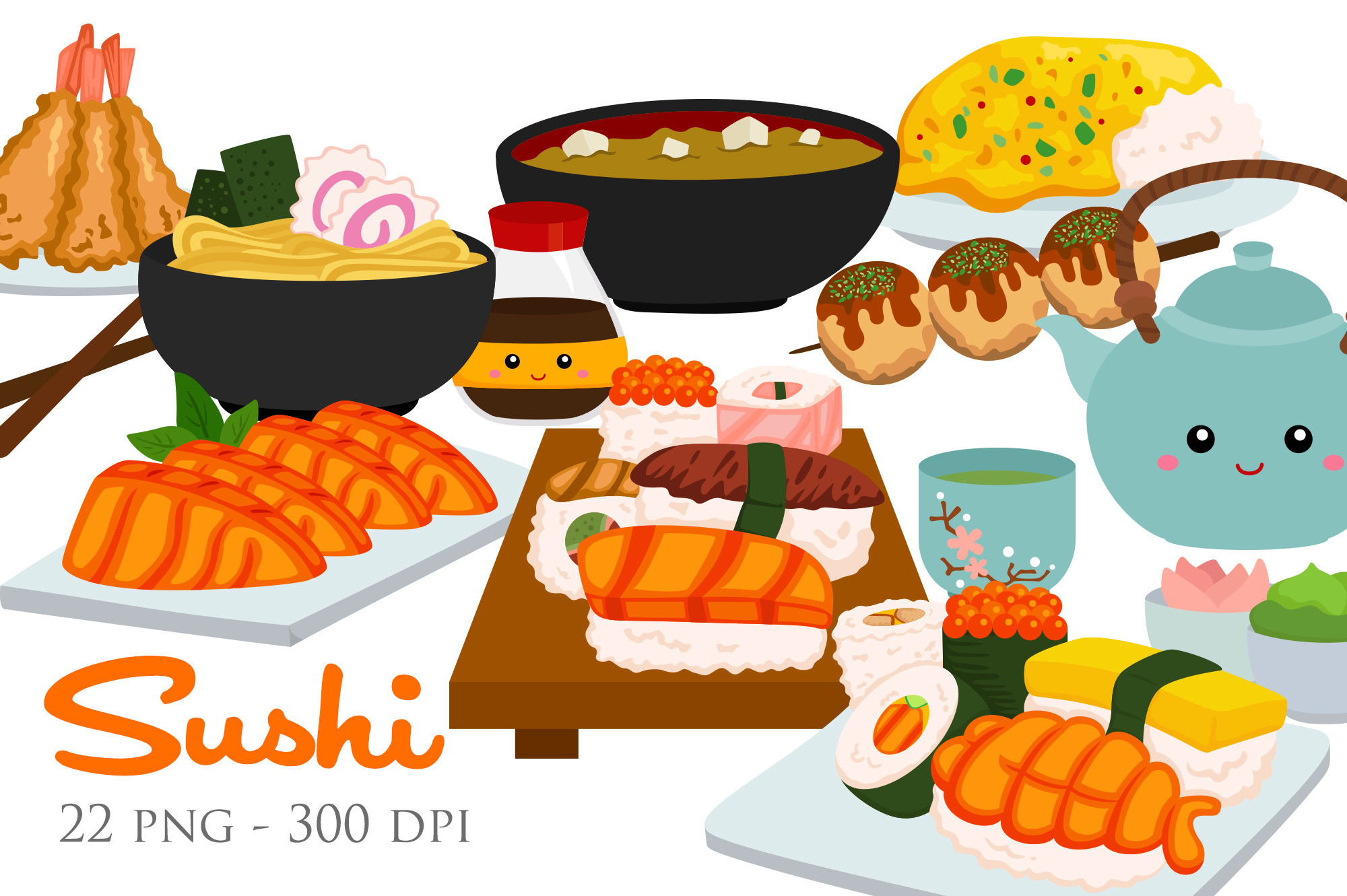 Japanese Sushi Food Illustration Vector