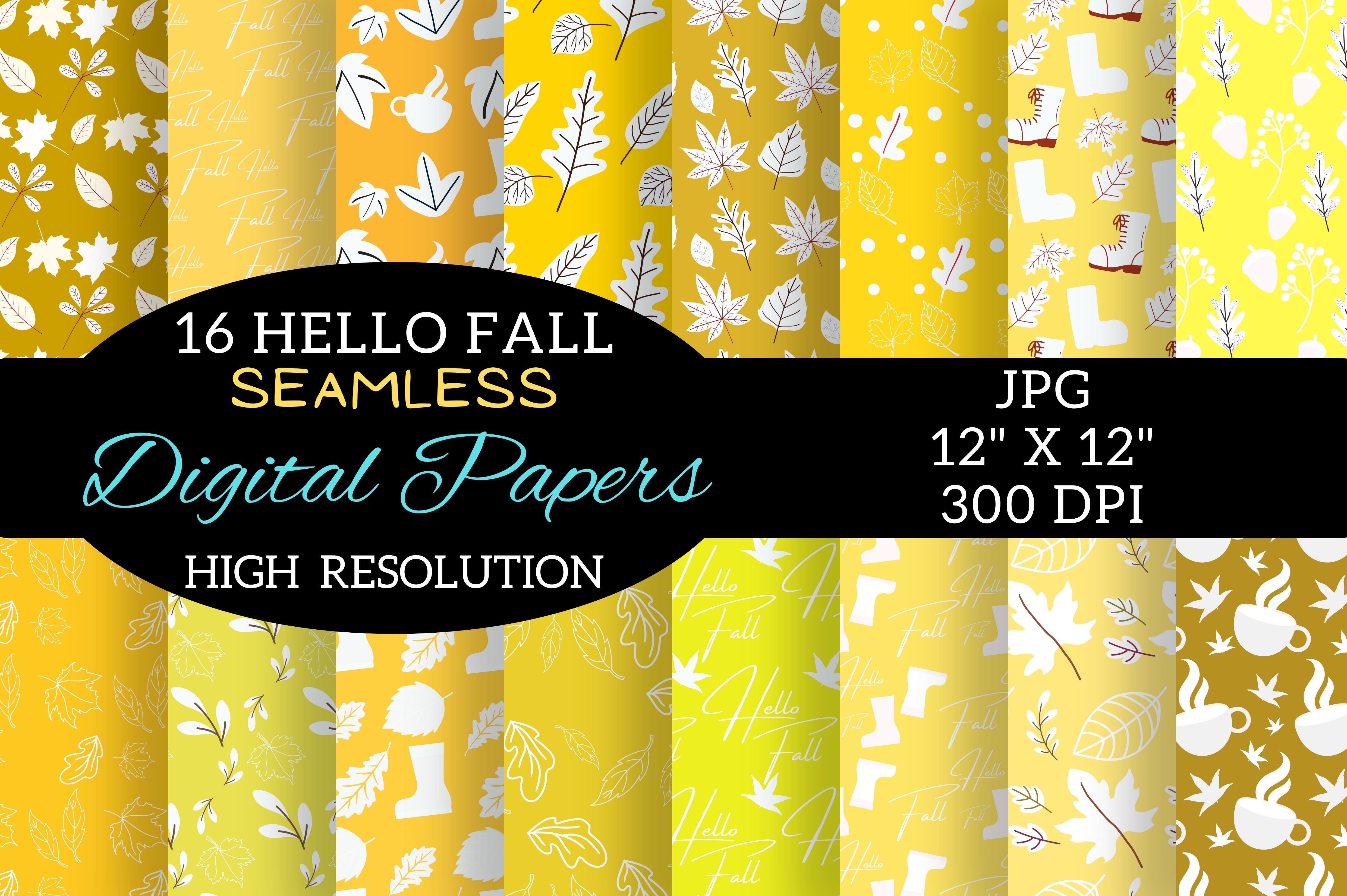 Yellow Fall Digital Paper Patterns Graphic by Florid Printables ...