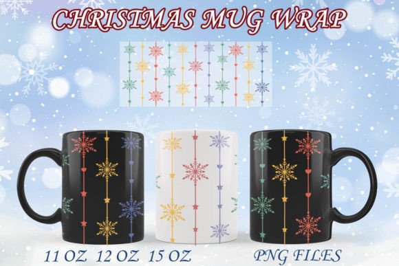 Christmas Mug Sublimation Snowflake Graphics