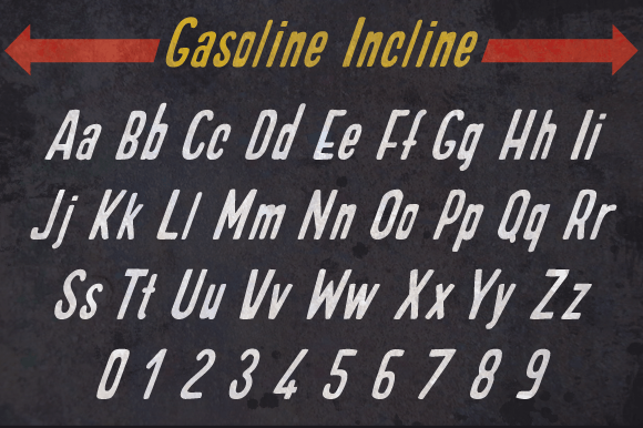 Gasoline Incline Font PNG with transparent background - Preview 1