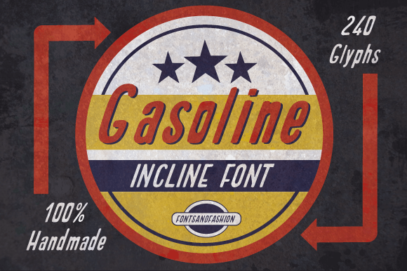 Gasoline Incline Font PNG with transparent background - Preview 2