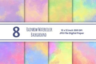 Rainbow Watercolor Digital Paper Bundle Graphic by Ymz Design ...