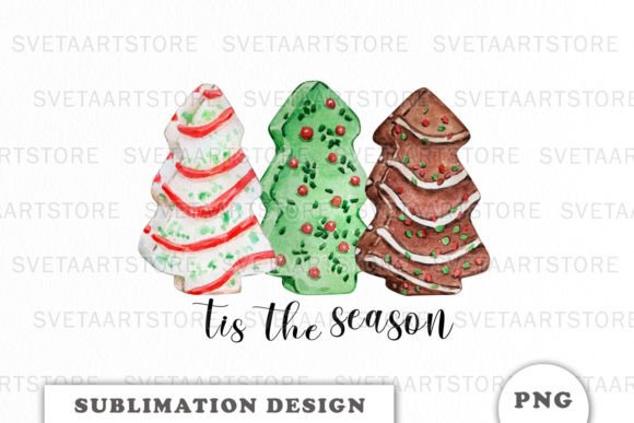 Tis the Season Christmas Tree Cake PNG