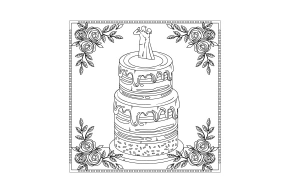 Weddding Cake - Coloring Page Adult SVG Cut file by Creative Fabrica ...
