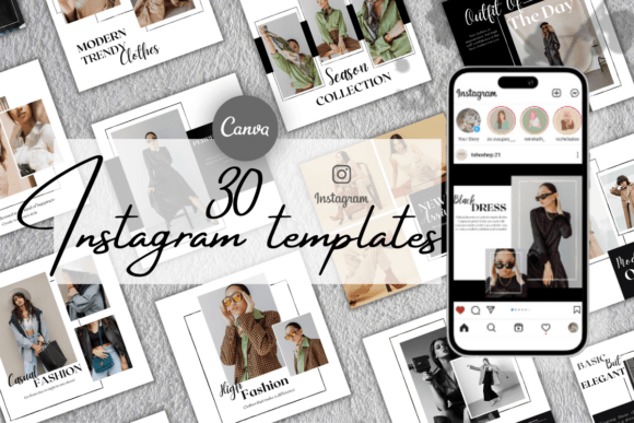 30 Instagram Templates - Fashion & Style Graphic Social Media Templates By Tahoshop