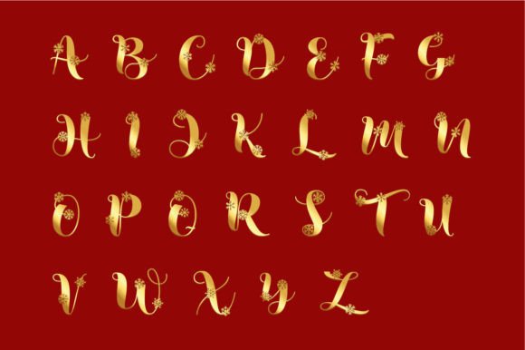 Christmas Snow Gold Font - Preview 1