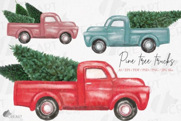 Christmas Pine Tree Pickup Truck Decor