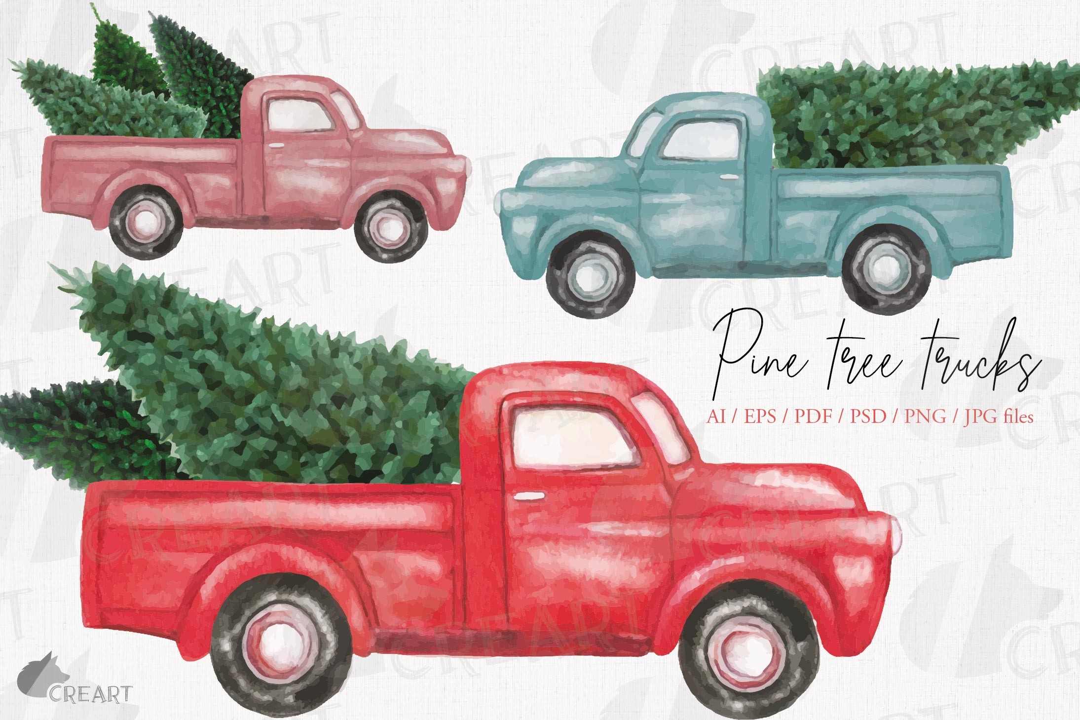 Christmas Pine Tree Pickup Truck Decor