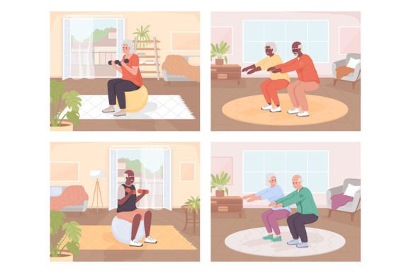 Exercising for Old People Illustrations