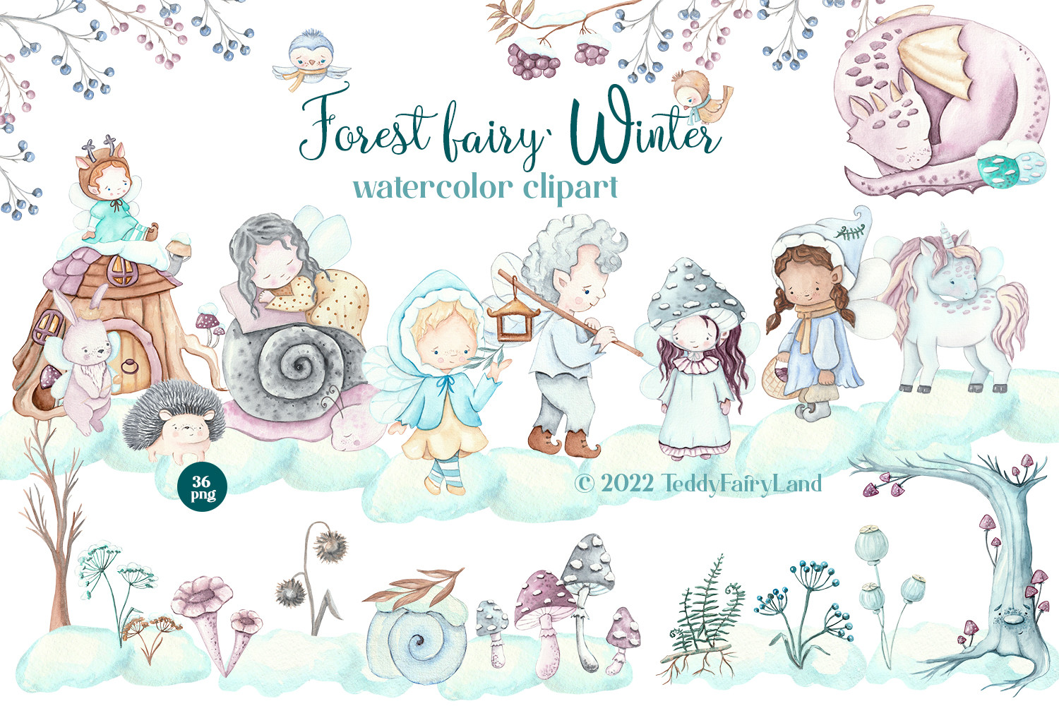 Forest Fairy. Winter. Cute Christmas