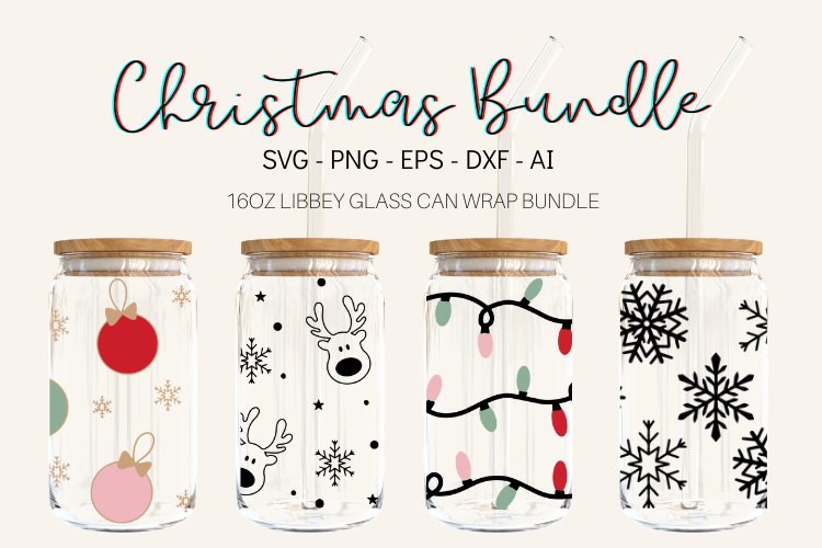 Christmas Libbey Can Glass SVG Bundle 2