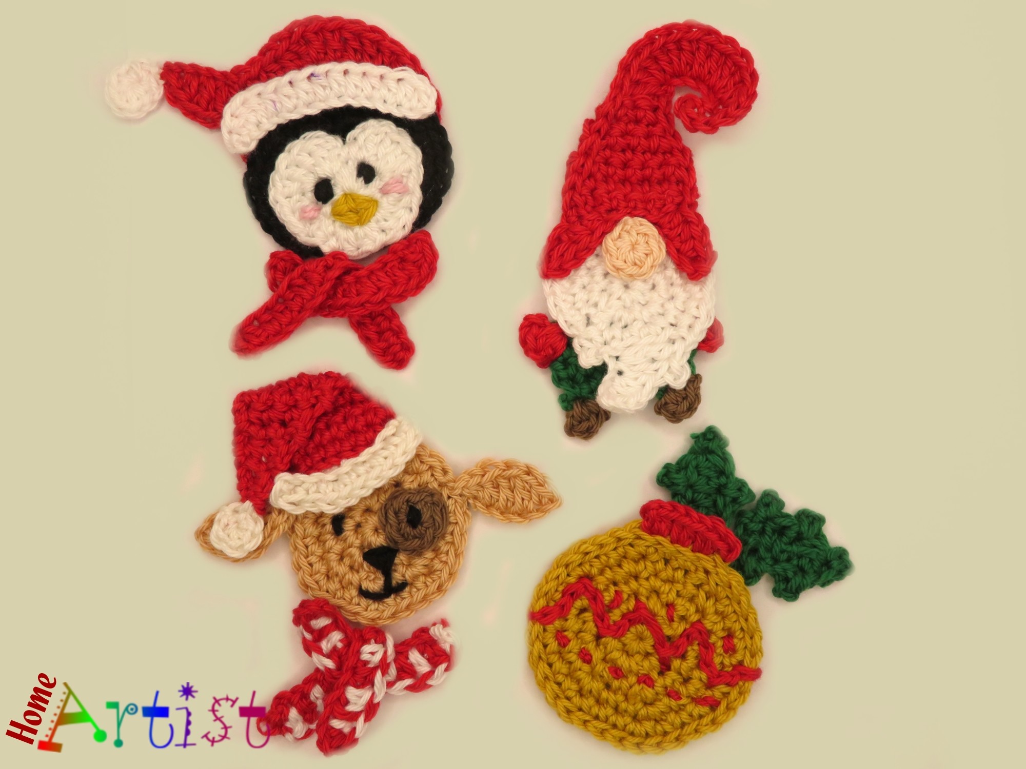 Christmas Set 6 Crochet Applique Pattern