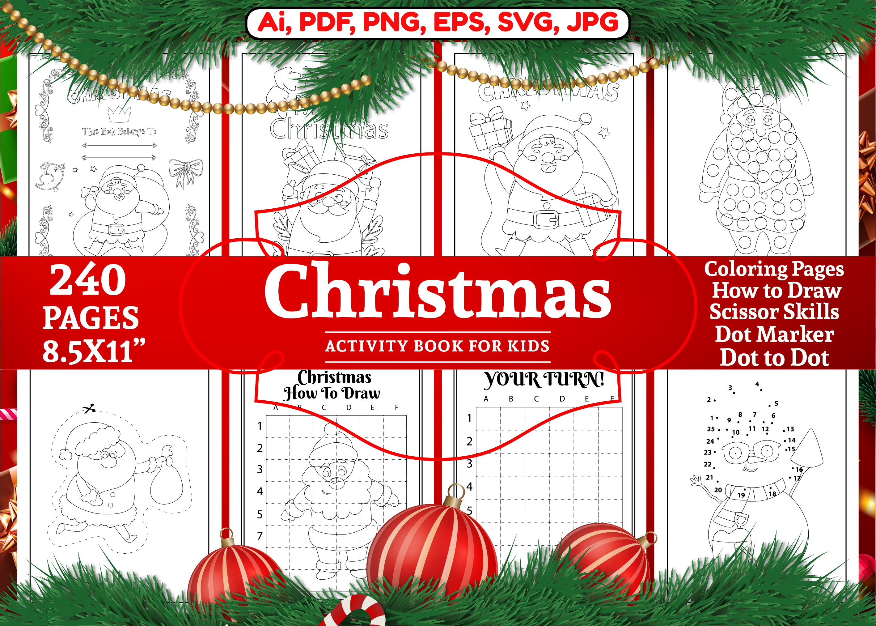 Cute Christmas Activity Book for Kids Graphic by Design Zone · Creative ...