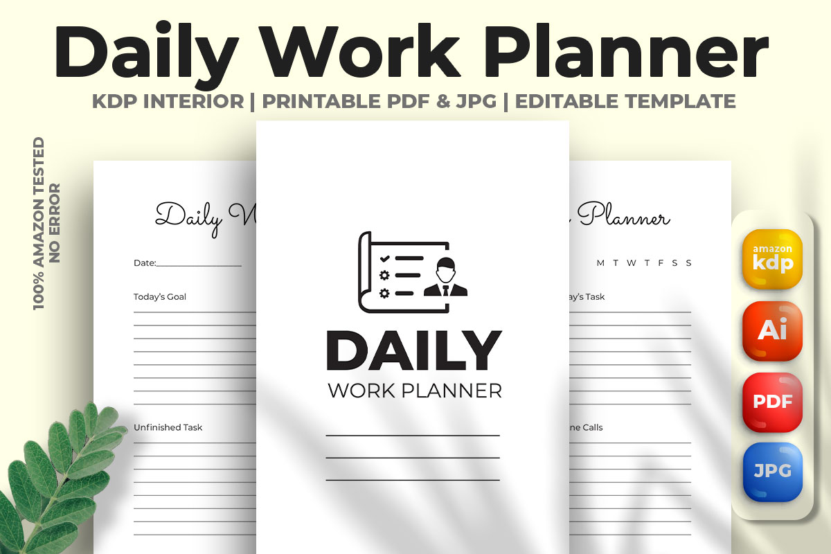 Daily Work Planner KDP Interior Graphic by M9 Design · Creative Fabrica