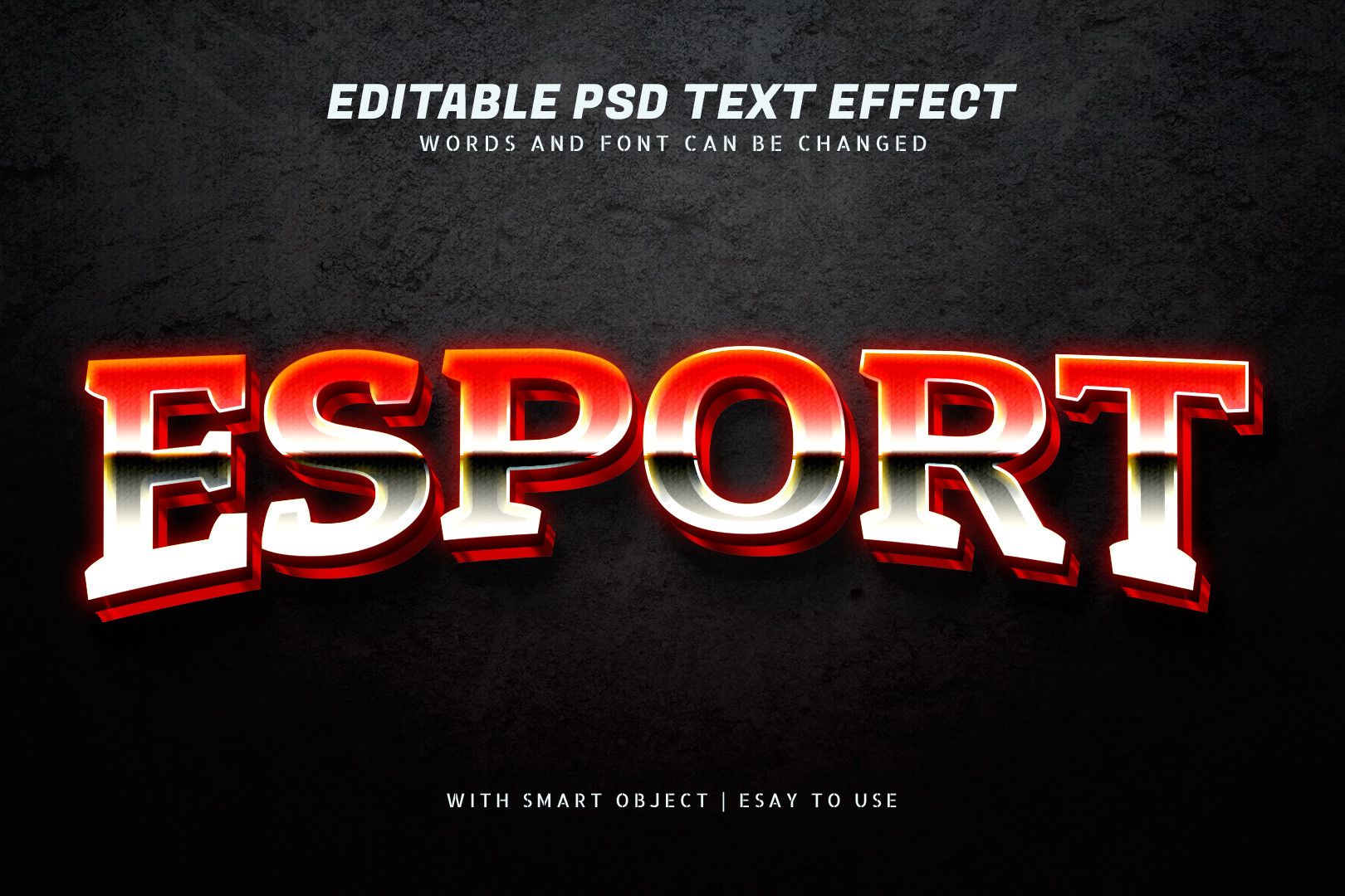 Esport 3d Red Gradient Text Effect Graphic by aglonemadesign · Creative ...